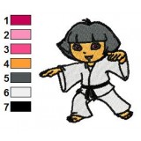 Dora Playing Karate Embroidery Design